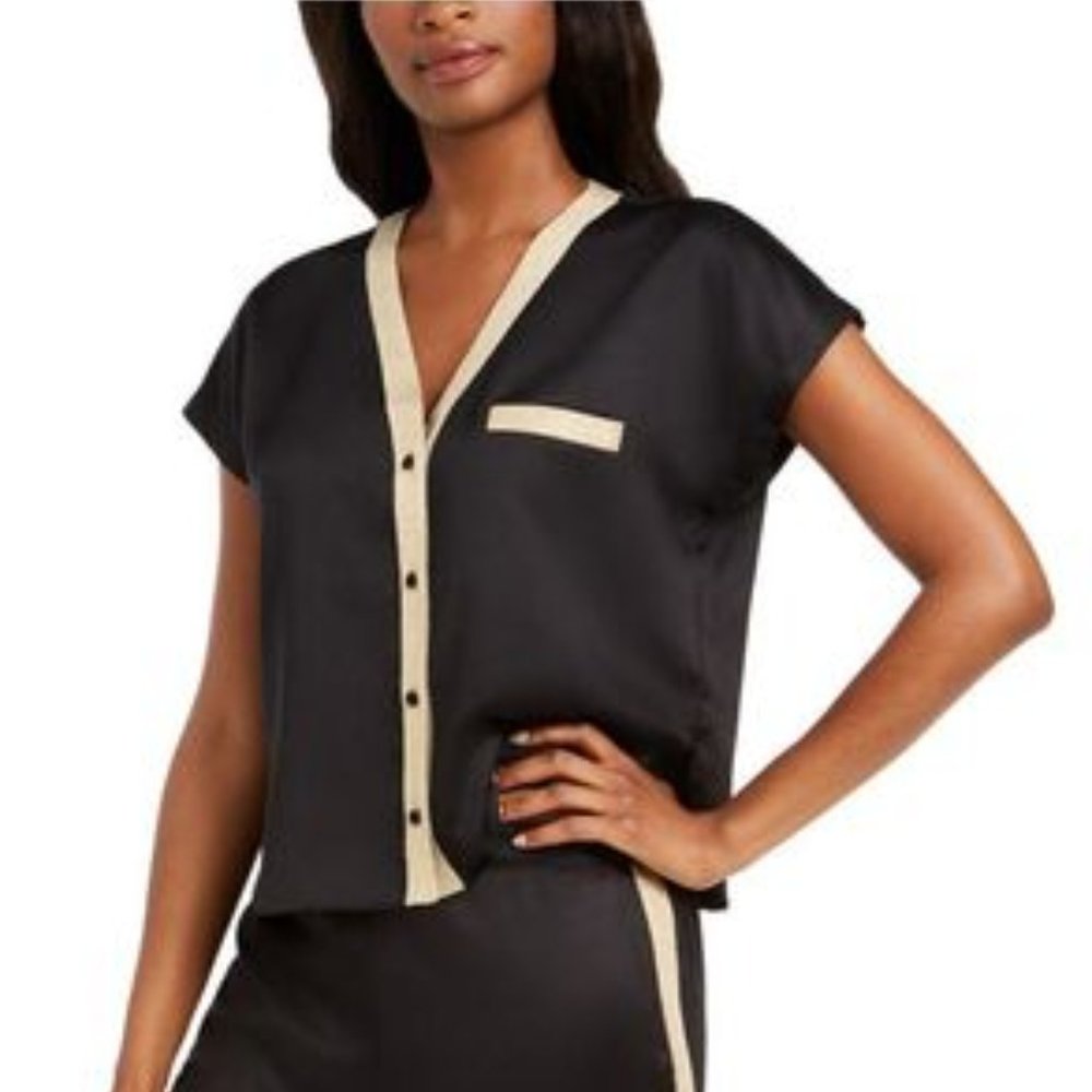 NWT INC Metallic Trim Pajama Top #AE15 - Picture 1 of 9